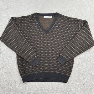 VTG 90s Crossings Sweater Men Large Multicolor Check V-Neck Biggie Made in USA
